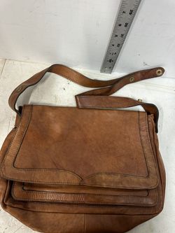 Vintage Studio Flap Brown Leather Crossbody Bag Hand Made #D2
