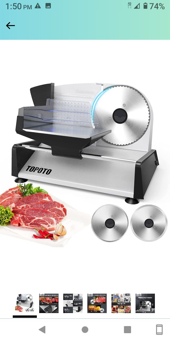 Meat Slicer Home Use Topoto Electric Meat Slicer 2 7.5 Stainless Steel Blades 0-15mm Adjustable Thickness Slicing Machine Powerful Kitchen Deli Food