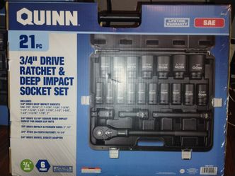 21 piece 3/4 drive ratchet and deep impact set