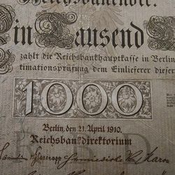 1000 MARK DEUTCH MARK ANTIQUE CURRENCY PAPER MONEY BERLIN GERMANY 1910