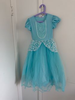 Girls Teal Princess Dress with Tulle Skirt