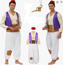 LIKE NEW 6 Pcs Size XL Men Arab Prince Costume Fairy Tale Suits Halloween Cosplay Party Suit
