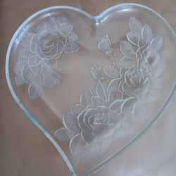 Vintage Clear & Frosted  Glass Plate