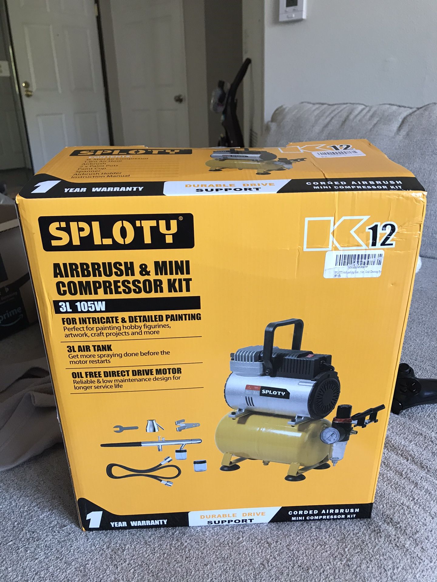 SPLOTY Airbrush Kit, 1/6 HP(105W) Motor Corded Air Brushes for Painting, Durable Oil Free Motor Driven Airbrush Kit with Compressor, 3L Air Tank Airbr