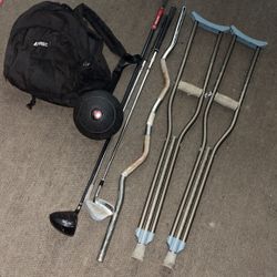 10 Pount Weight / Medicine Ball | Weight Bar / Curl Bar| Crutches | 3 Golf Clubs