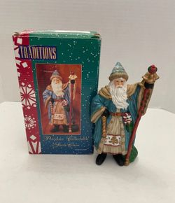 Traditions Vintage Porcelain Blue Santa Collector 