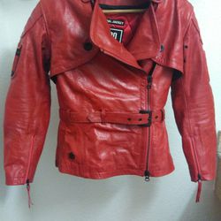 ICON 1000 FEDERAL SIZE 42 / SMALL RED WOMEN RIDING JACKET Better than DAINESE