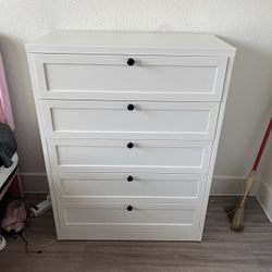 Dresser With 5 Drawers White Modern [NEW]