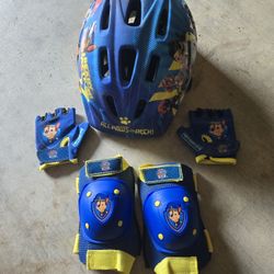 Kids Helmet, Gloves And Knee Pads
