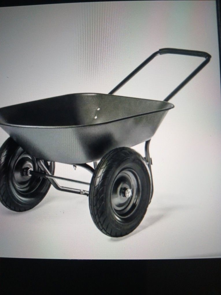 Wheelbarrow Garden Cart Built-in Stand Flat-free 16" Tires