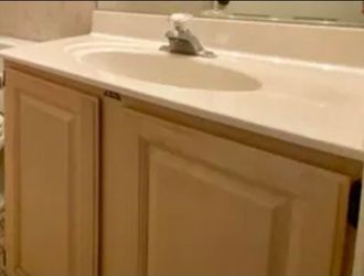 Oak Wood Vanity 36 Inch with Sinktop and Faucet Great Condition