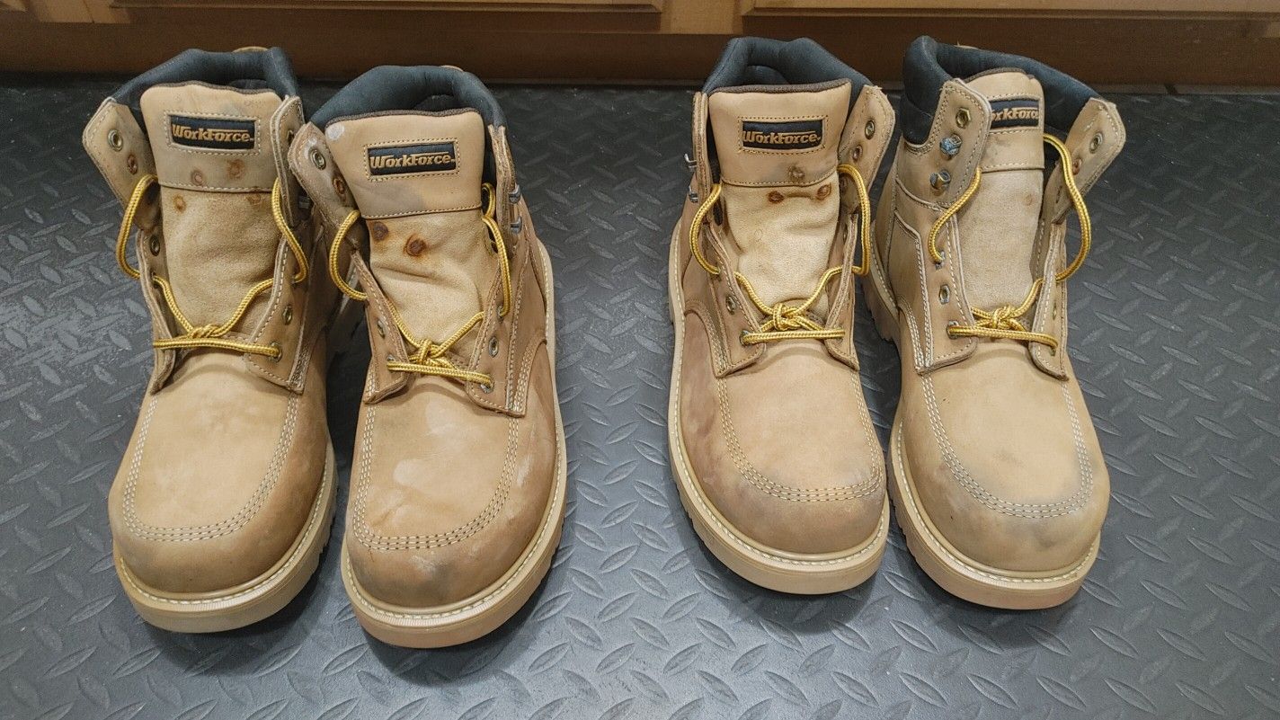 Mens Workforce Steel Toe Leather Safety Work Boots * Like NEW