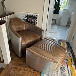 RH Aviator Swivel ArmChair And Ottoman 