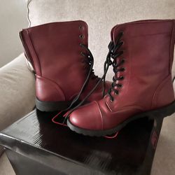 Burgundy and black boots