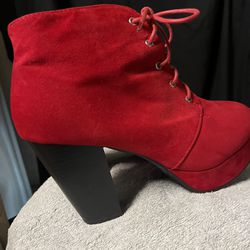 Red Suede Ankle Boots 