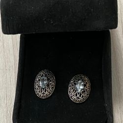 Aretes stainless piedras agua marina