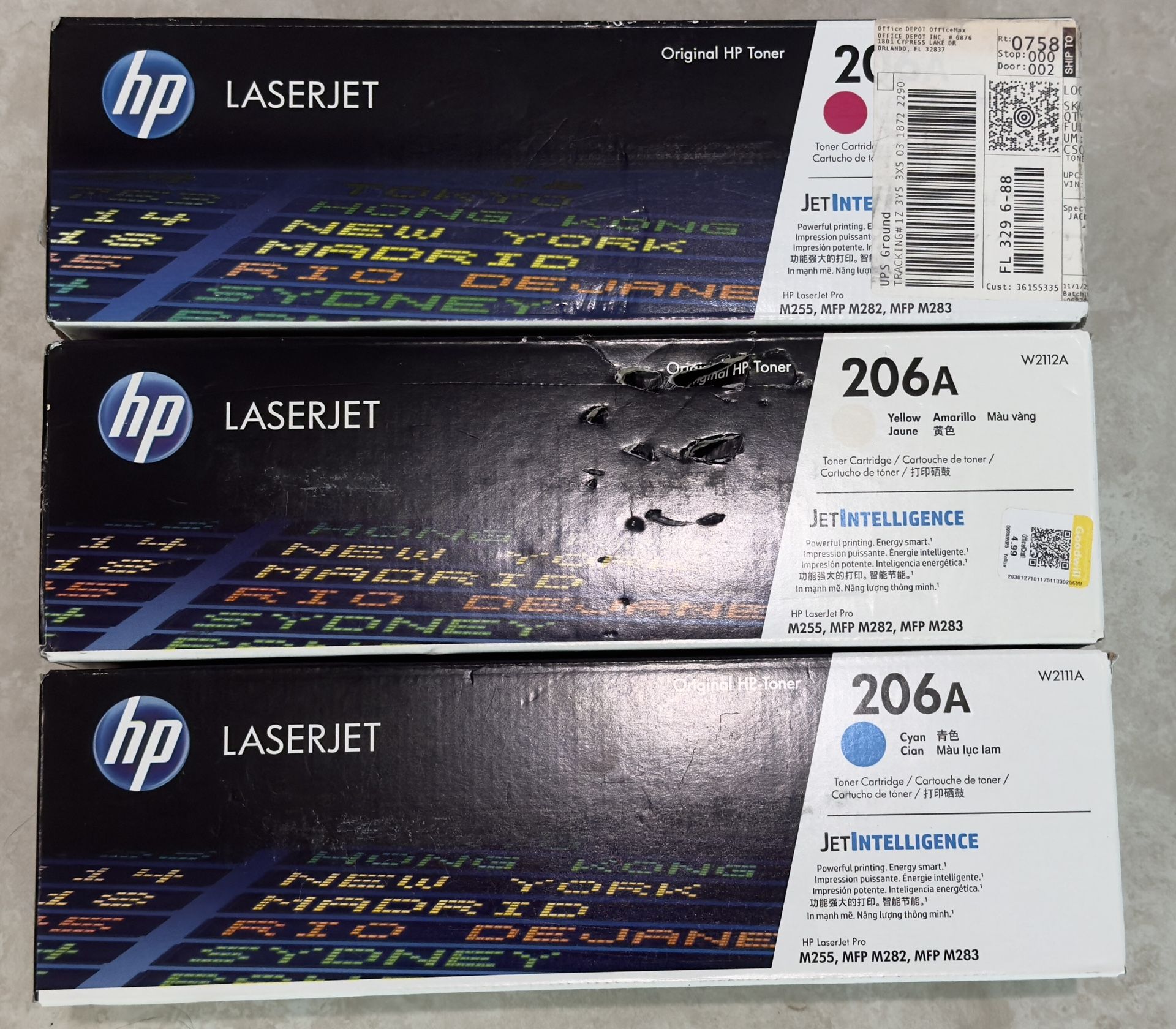 HP 206A Colors Toner Cartridge | Works with HP Color LaserJet Pro M255, HP Color LaserJet Pro MFP M282, M283 Series | W2110A , 1 Count ( Pack of 3 )