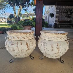 White Rope Clay Pots, Planters, Plants. Talavera, Pottery $75 cada una