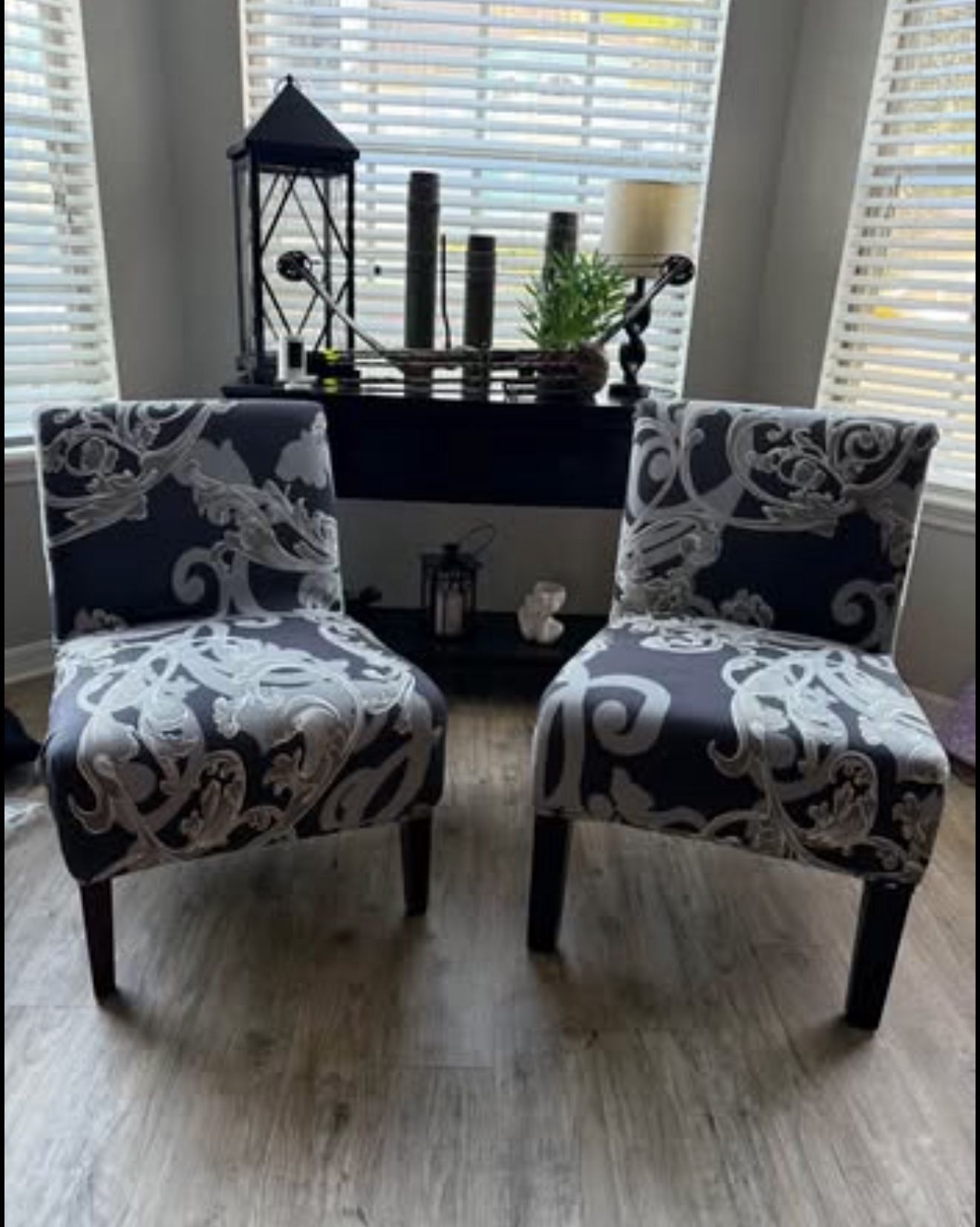 Set Of 2 Slip Covered Accent Chairs