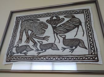 Large Vintage Korhogo Hand made Mud Cloth African Africa Tribal Tribe Picture Art Painting 54inx39in Primitive Couch Sofa Chair Bed Desk Table Lamp Ha
