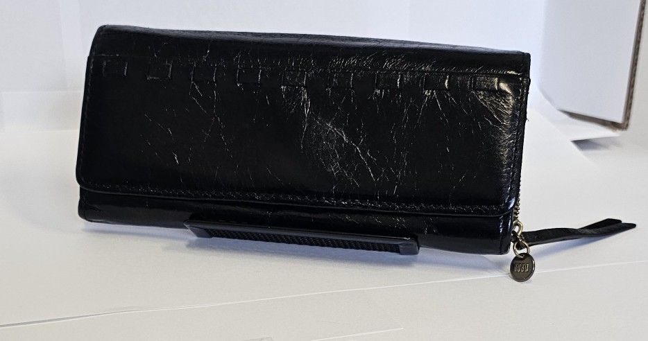 Hobo Black Patten Leather Wallet 