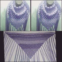 MTO Handmade Crocheted Triangle Scarf With Fringes