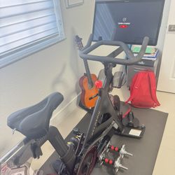 Peloton Bike + Bar and Dumbbells 110 Lb Weight 