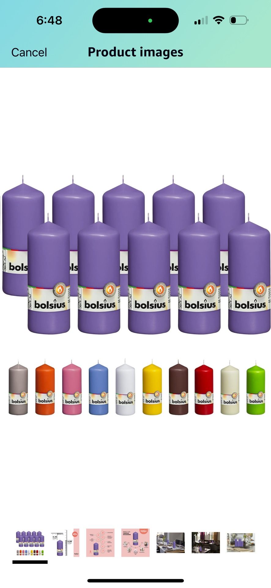 BOLSIUS 10 Purple Pillar Candles - 2.25 x 6 Inches - Premium European Quality - Individually Wrapped - 42 Hours Burn Time - Dripless Smokeless Unscent