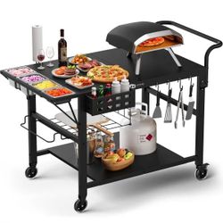 Outdoor Pizza Oven Table Stand Grill Cart 39.7L x 27.55W x 35.8H