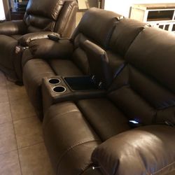 Powered Recliner And Loveseat 