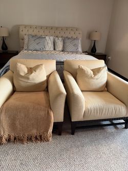 Baker Barbara Barry Pair of Club Lounge Chairs Antique Uphostered