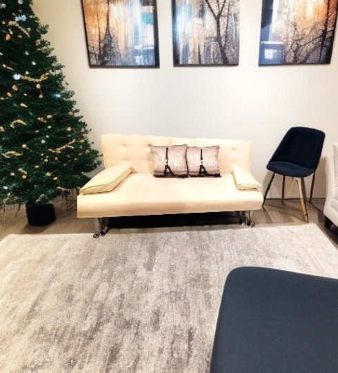 White Leather Futon Sofa Bed