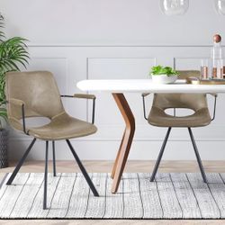Set Of 2-leather Dining Chairs 
