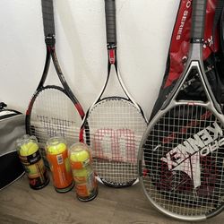 Wilson Tennis Rackets With Case And Balls Used But In Good Condition $50 Firm On Price