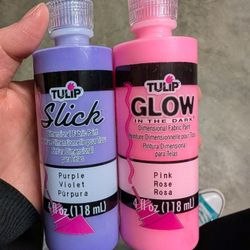 Tulip Glow In The Dark pink And Purple Fabric Paints 