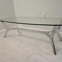 Crate and Barrel Elke Rectangular Glass Coffee Table 