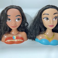  Disney Princesses Moana And Jasmine Hair Styling Head Toy.