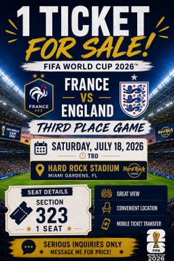 World Cup ticket - England vs France Third place
