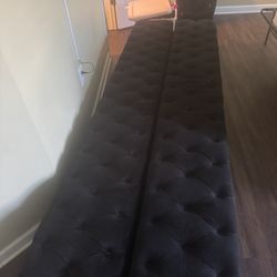 2 Black Upholstered Storage Ottoman/ Bench 