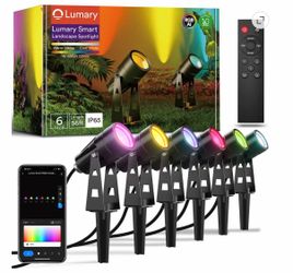 Lumary Smart Landscape Lights RGBAI Low Voltage Outdoor Spotlights WiFi Voice Control IP65 Waterproof 56Ft 6 Pack