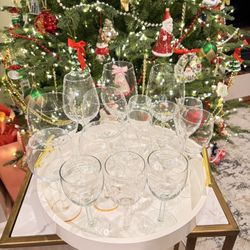 Elegant Wine & Cocktail Glass Set with White Serving