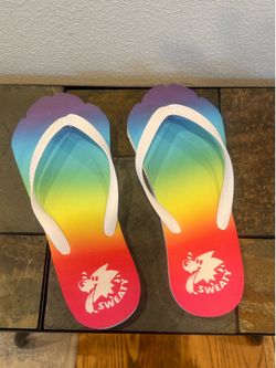 Rainbow flip flops