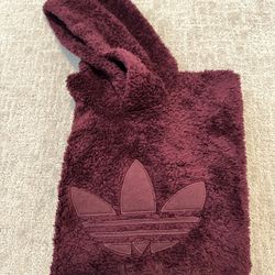 Adidas Trefoil Sherpa Hoodie Sweatshirt Size Large Mens Fluffy 