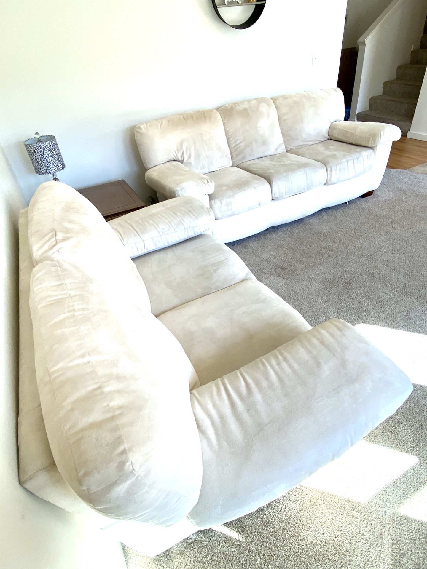 Microfiber couches, cream color for Sale in Lewis McChord, WA OfferUp