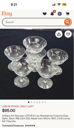 8 Antique Art Nouveau LOTUS