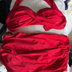 Ladies Size High Waisted Large Slimming 2 Piece Swimsuit