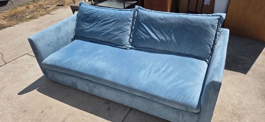 TOV Furniture Modern Freya Bluestone Velvet Sofa