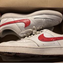 Nike Court Vision Low White Red Sneakers Men's Size 12