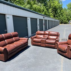 Leather Sectional Sofa Couch Recliner Set