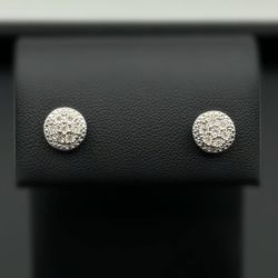 925 sterling silver 0.14CTW Diamond illusion setting stud earrings